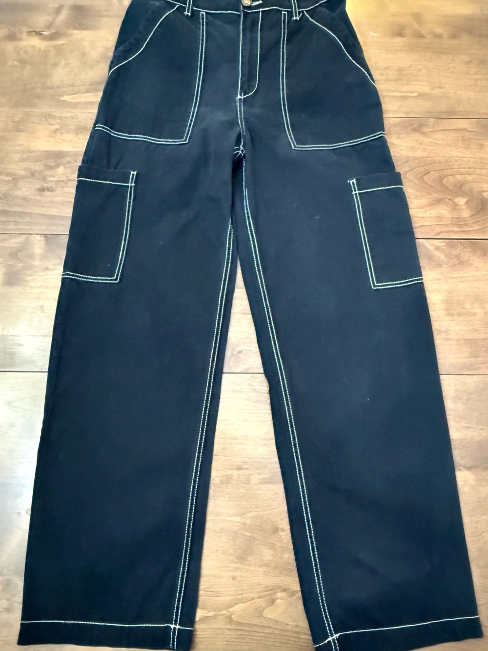 H&M Divided Black Contrast-Stitch Cargo Pants
